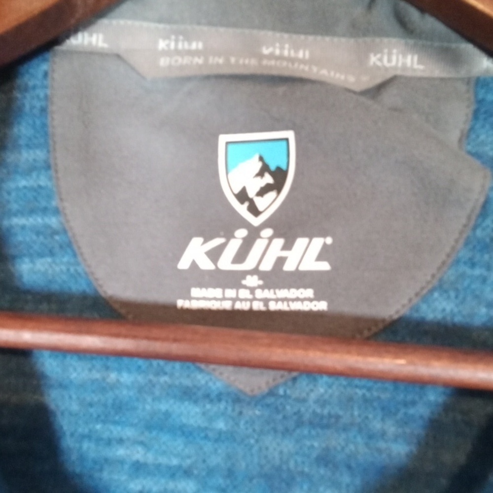 KÜHL Blue Quarter-Zip Pullover Blue Chianti Wool Blend Outdoors Mens M - Picture 3 of 13